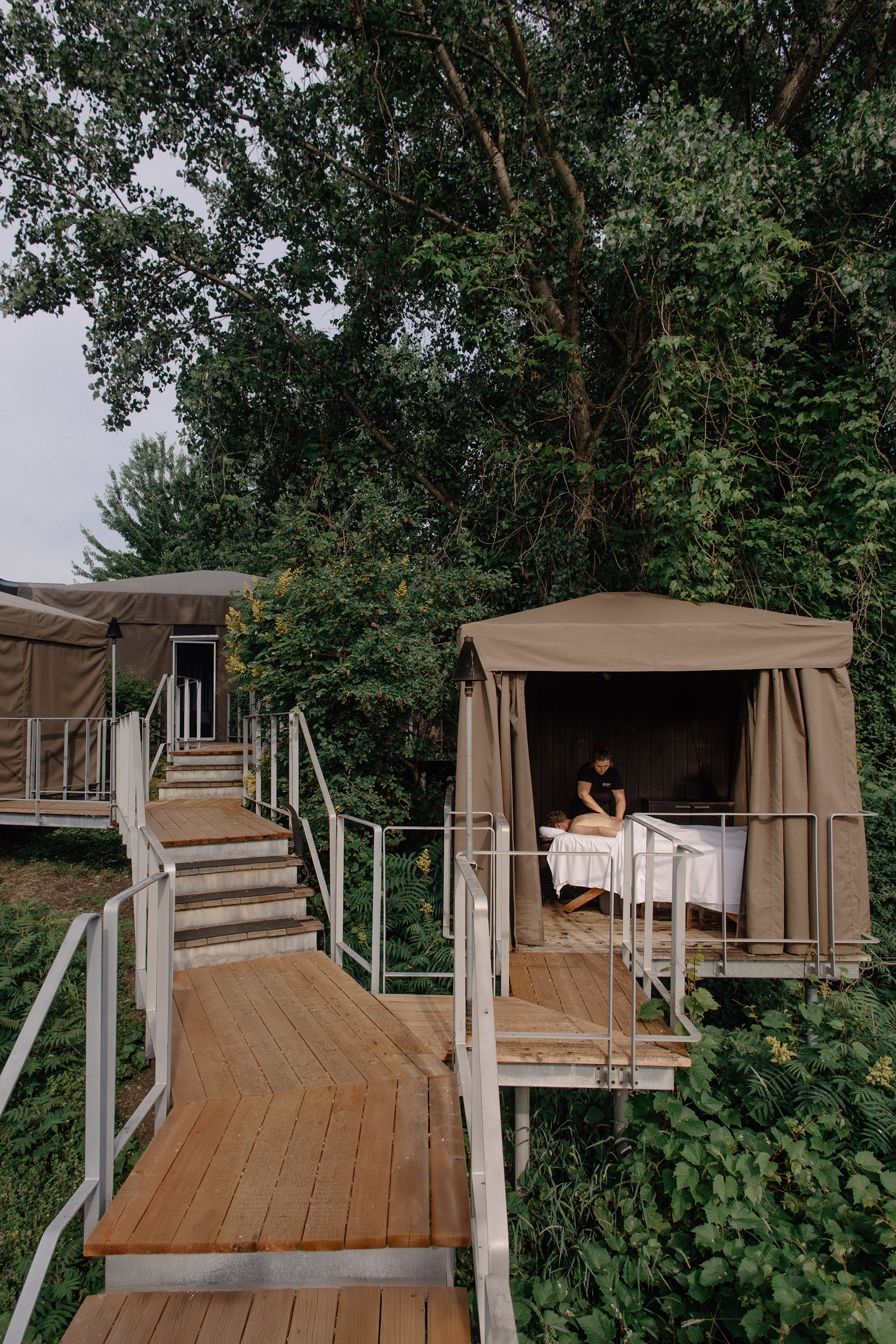 Massage rooms on stilts