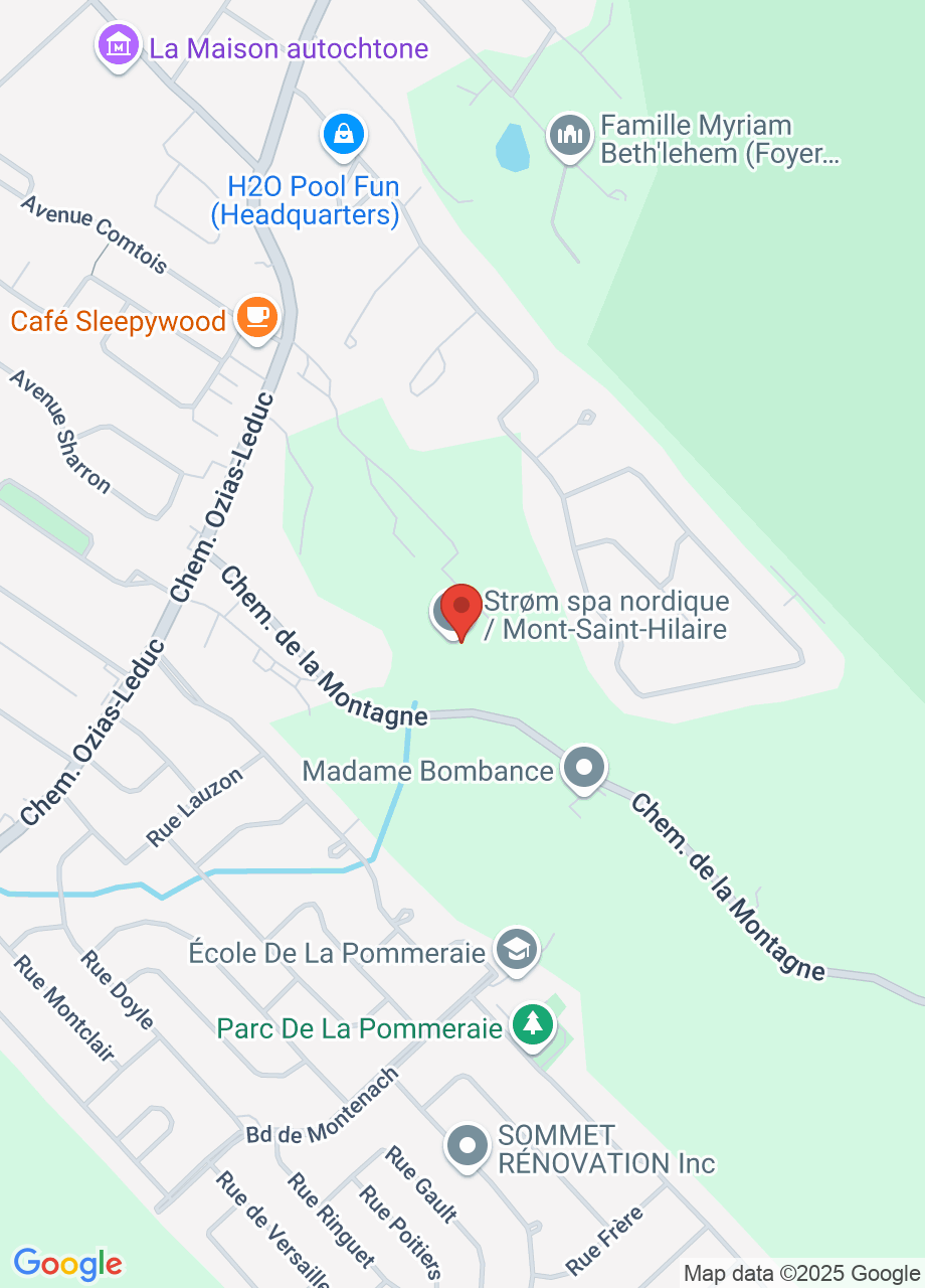 Carte du Strøm spa nordique Mont-Saint-Hilaire. Cliquer pour naviguer avec Google Maps.