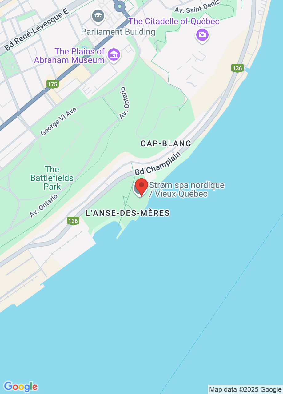 Carte du Strøm spa nordique Vieux-Québec. Cliquer pour naviguer avec Google Maps.